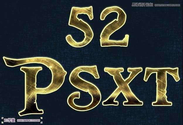 Photoshop设计制作复古颓废怀旧风格的黄金字体教程
