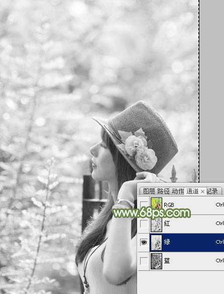 photoshop使用通道替换给外景美女增加小清新的淡绿色